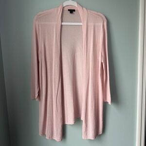 J. Jill Wearever Collection Blush Pink Open Front Cardigan Sweater Sheer Medium